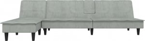 vidaXL vidaXL Sofa rozkładana L, jasnoszara, 255x140x70 cm, aksamit 3