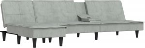 vidaXL vidaXL Sofa rozkładana L, jasnoszara, 255x140x70 cm, aksamit 4