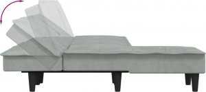 vidaXL vidaXL Sofa rozkładana L, jasnoszara, 255x140x70 cm, aksamit 7