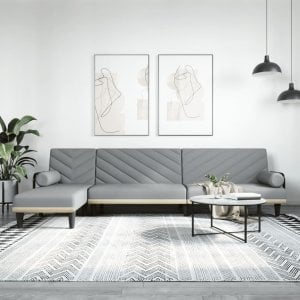 vidaXL vidaXL Sofa rozkładana L, jasnoszara, 260x140x70 cm, tkanina 1