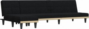 vidaXL vidaXL Sofa rozkładana w kształcie L, czarna, 255x140x70 cm, tkanina 2