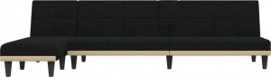 vidaXL vidaXL Sofa rozkładana w kształcie L, czarna, 255x140x70 cm, tkanina 3