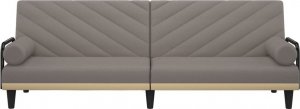 vidaXL vidaXL Rozkładana kanapa z podłokietnikami, kolor taupe, obita tkaniną 4
