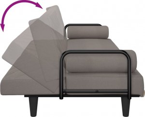 vidaXL vidaXL Rozkładana kanapa z podłokietnikami, kolor taupe, obita tkaniną 9