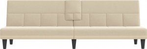 vidaXL vidaXL Rozkładana kanapa z uchwytami na napoje, kremowa, tkanina 4
