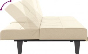 vidaXL vidaXL Rozkładana kanapa z uchwytami na napoje, kremowa, tkanina 9