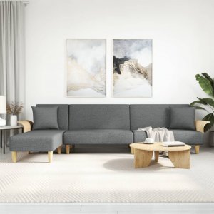 vidaXL vidaXL Sofa rozkładana L, ciemnoszara, 279x140x70 cm, tkanina 1