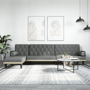 vidaXL vidaXL Sofa rozkładana L, ciemnoszara, 260x140x70 cm, tkanina 1