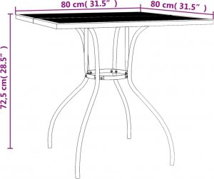 vidaXL vidaXL Stolik ogrodowy, antracytowy, 80x80x72,5 cm, stalowa siatka 6