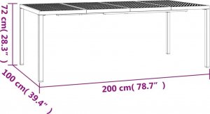 vidaXL vidaXL Stół ogrodowy, antracytowy, 200x100x72 cm, stal 7