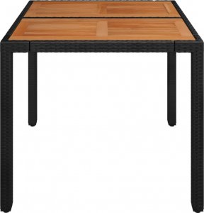 vidaXL vidaXL Stół ogrodowy, drewniany blat, czarny, 90x90x75 cm, rattan PE 4