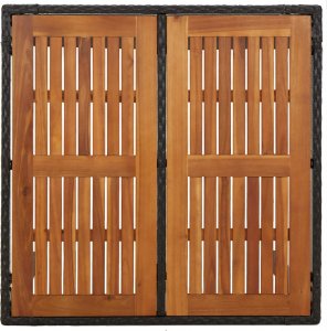 vidaXL vidaXL Stół ogrodowy, drewniany blat, czarny, 90x90x75 cm, rattan PE 5
