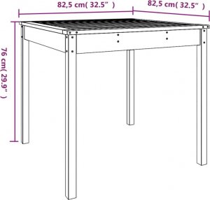 vidaXL vidaXL Stół ogrodowy, 82,5x82,5x76 cm, lite drewno daglezjowe 8