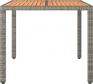 vidaXL vidaXL Stół ogrodowy z drewnianym blatem, szary rattan PE i akacja 3