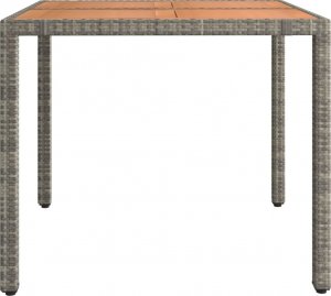 vidaXL vidaXL Stół ogrodowy z drewnianym blatem, szary rattan PE i akacja 4