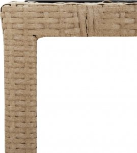 vidaXL Stół ogrodowy ze szklanym blatem, beżowy rattan PE i szkło 5