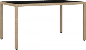 vidaXL vidaXL Stół ogrodowy ze szklanym blatem, beżowy rattan PE i szkło 2