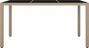 vidaXL vidaXL Stół ogrodowy ze szklanym blatem, beżowy rattan PE i szkło 3