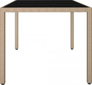 vidaXL vidaXL Stół ogrodowy ze szklanym blatem, beżowy rattan PE i szkło 4
