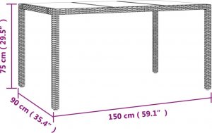 vidaXL vidaXL Stół ogrodowy ze szklanym blatem, beżowy rattan PE i szkło 6