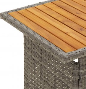 vidaXL vidaXL Stół ogrodowy, szary, 100x50x43/63 cm, akacja i polirattan 6