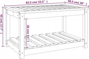 vidaXL vidaXL Stolik ogrodowy, 82,5x50,5x45 cm, lite drewno sosnowe 8