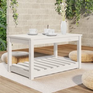 vidaXL vidaXL Stolik ogrodowy, biały, 82,5x50,5x45 cm, lite drewno sosnowe 3