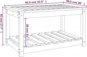 vidaXL vidaXL Stolik ogrodowy, biały, 82,5x50,5x45 cm, lite drewno sosnowe 8