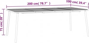 vidaXL vidaXL Stolik ogrodowy, antracytowy, 200x100x71 cm, stalowy 7