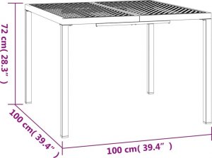 vidaXL vidaXL Stół ogrodowy, antracytowy, 100x100x72 cm, stal 7