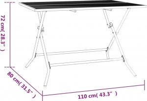 vidaXL Składany stół ogrodowy, antracytowy, 110x80x72 cm, stal 9
