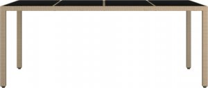 vidaXL vidaXL Stół ogrodowy ze szklanym blatem, beżowy rattan PE i szkło 3