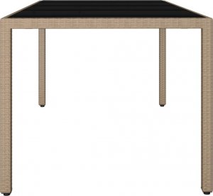vidaXL vidaXL Stół ogrodowy ze szklanym blatem, beżowy rattan PE i szkło 4