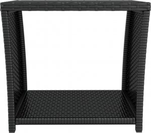 vidaXL vidaXL Stolik ogrodowy ze szklanym blatem, czarny rattan PE i szkło 3