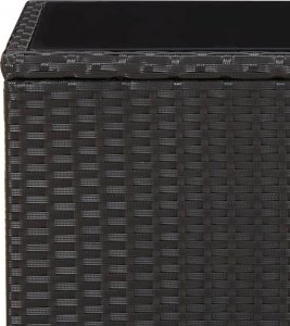 vidaXL vidaXL Stolik ogrodowy ze szklanym blatem, czarny rattan PE i szkło 5