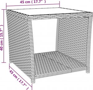 vidaXL vidaXL Stolik ogrodowy ze szklanym blatem, czarny rattan PE i szkło 6