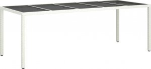vidaXL vidaXL Stół ogrodowy, biały, 250x100x75cm, rattan PE i szkło hartowane 2
