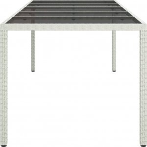vidaXL vidaXL Stół ogrodowy, biały, 250x100x75cm, rattan PE i szkło hartowane 4