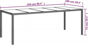 vidaXL vidaXL Stół ogrodowy, biały, 250x100x75cm, rattan PE i szkło hartowane 6