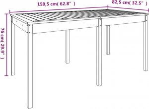 vidaXL vidaXL Stół ogrodowy, 159,5x82,5x76 cm, lite drewno sosnowe 8