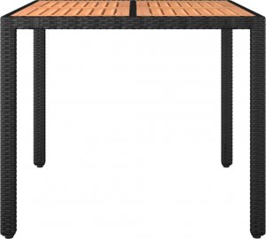 vidaXL vidaXL Stół ogrodowy z drewnianym blatem, czarny rattan PE i akacja 3
