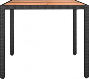 vidaXL vidaXL Stół ogrodowy z drewnianym blatem, czarny rattan PE i akacja 4