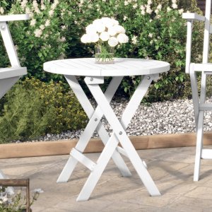 vidaXL vidaXL Składany stolik ogrodowy, biały, 46 cm, lite drewno akacjowe 1