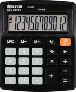 Kalkulator Eleven Eleven Kalkulator SDC812NR, czarna, biurkowy, 12 miejsc, podwójne zasilanie 3