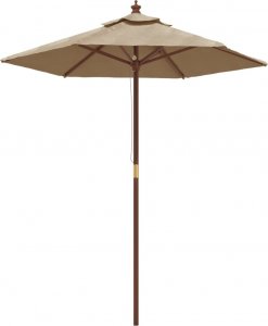 vidaXL vidaXL Parasol ogrodowy na drewnianym słupku, taupe, 196x231 cm 2