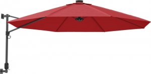 vidaXL Ścienny parasol ogrodowy, czerwony, 290 cm 2