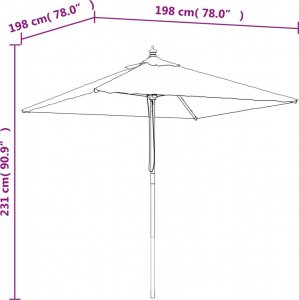 vidaXL vidaXL Parasol ogrodowy na drewnianym słupku, terakota, 198x198x231 cm 7