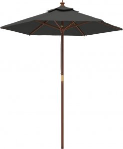 vidaXL Parasol ogrodowy na drewnianym słupku, antracytowy, 196x231 cm 2