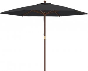 vidaXL vidaXL Parasol ogrodowy na drewnianym słupku, czarny, 299x240 cm 2