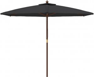vidaXL vidaXL Parasol ogrodowy na drewnianym słupku, czarny, 299x240 cm 3
